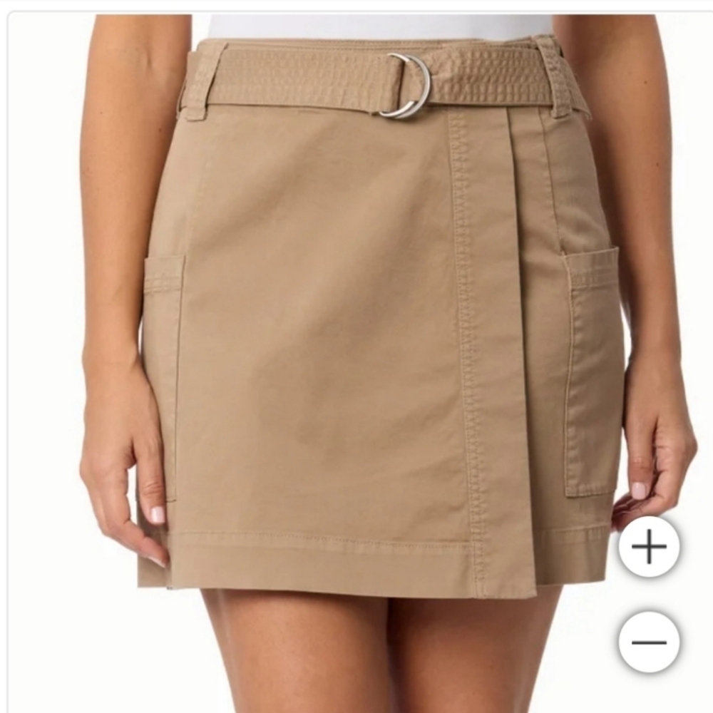 NWT Briggs Womens Belted Twill Skort Tan